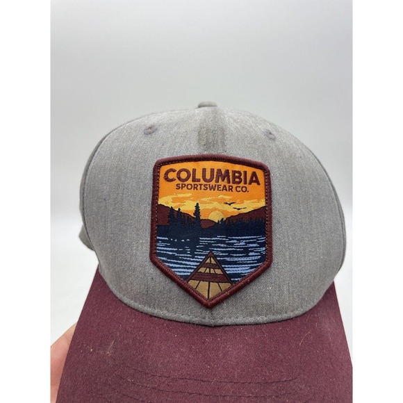 Columbia Hat patch Grey / Maroon Kayaking Sunset Outdoors Adjustable hat - Picture 4 of 5
